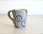 Swirly Blue Chalet Mug - Green & Blue Dots