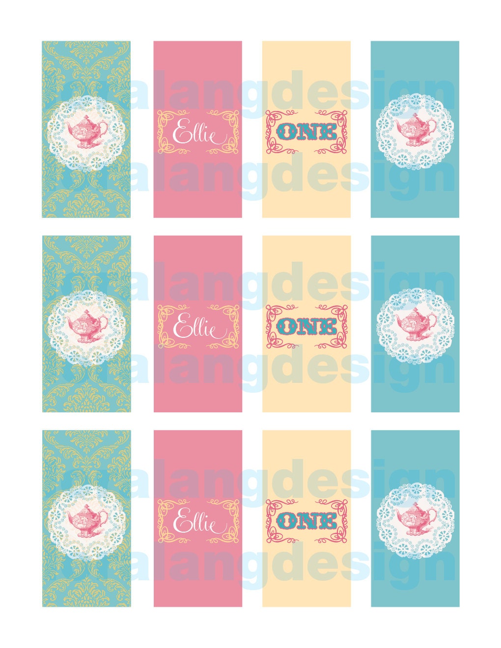 DIY Printable Vintage Tea Party Mini Candy Bar Wrappers Il_170x135