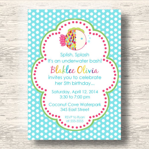Rainbow Fish Invitation for Birthday Party or Baby Shower - Girls DIY Printable Invite by BeeAndDaisy Il_170x135