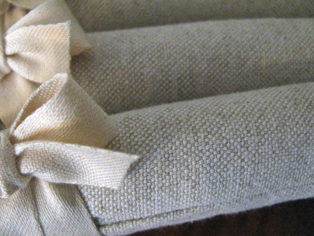 Padded Hangers, Natural Homespun Linen with Natural Organic Cotton Ribbon Accent (Set of 3)