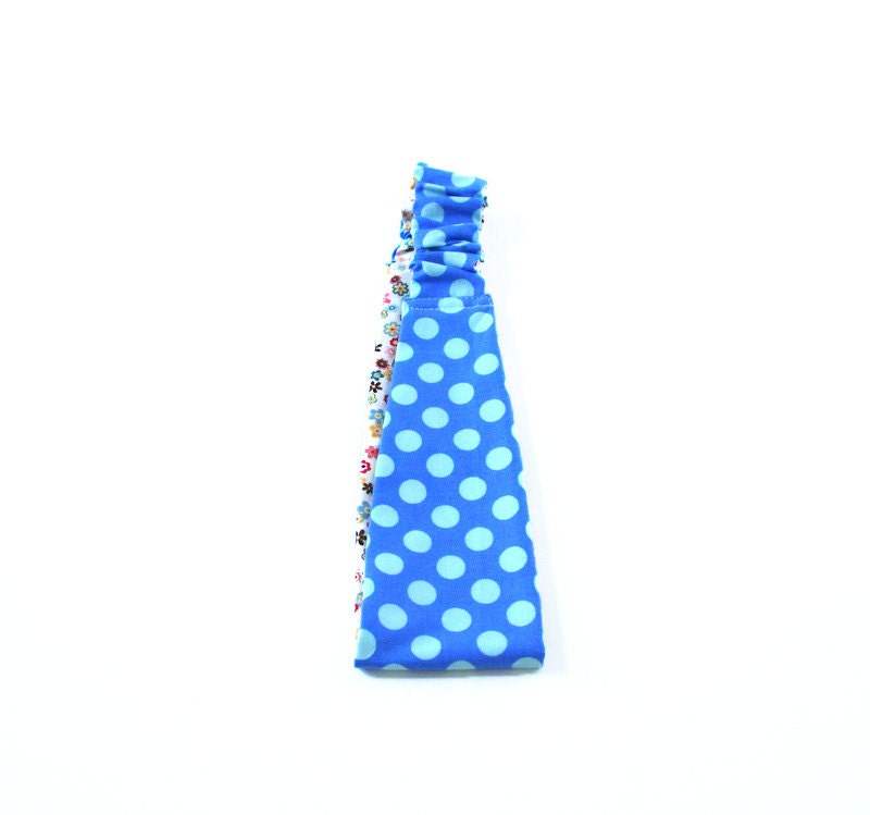 teal polka dot and floral headband / reversible / summer fashion