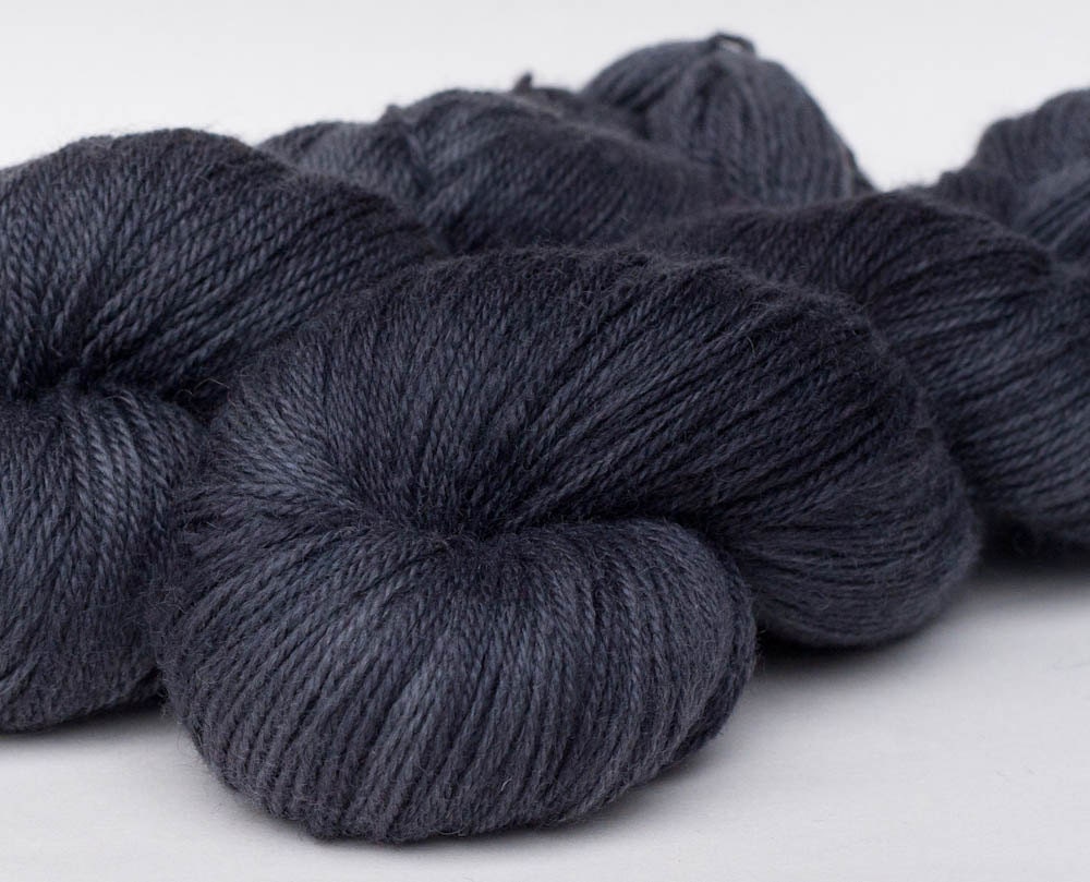 Grey hand-dyed sock yarn: Charcoal on Blue-Faced Leicester/nylon fingering, 4 oz