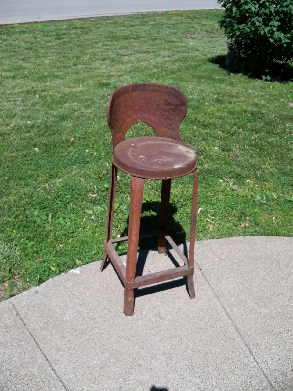 Industrial Metal Stool Vintage Rustic Display