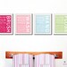 Bathroom art prints. Bathroom Rules. Kids bathroom wall quotes. Wash Brush Floss Flush. Typography. Set of 6- 8x10 prints by WallFry