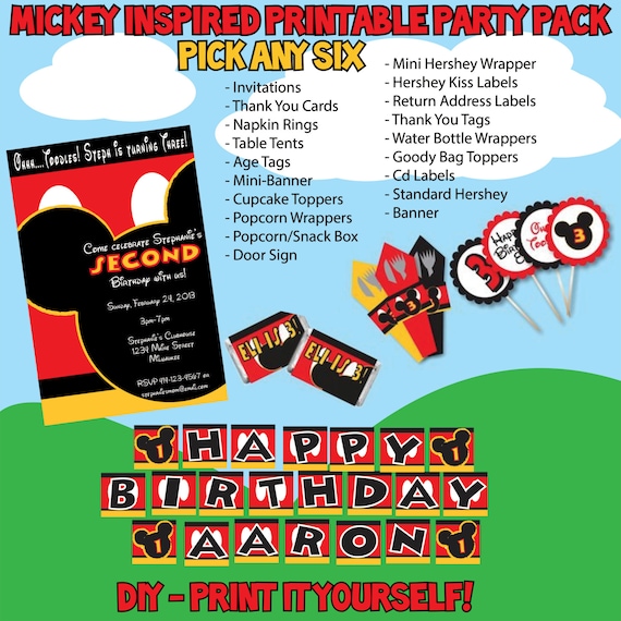 TODAY ONLY SALE - Printable Mickey Mouse Inspired Party Pack
