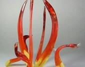 Lampwork Glass Flames Sculpture, Red, Orange, Yellow