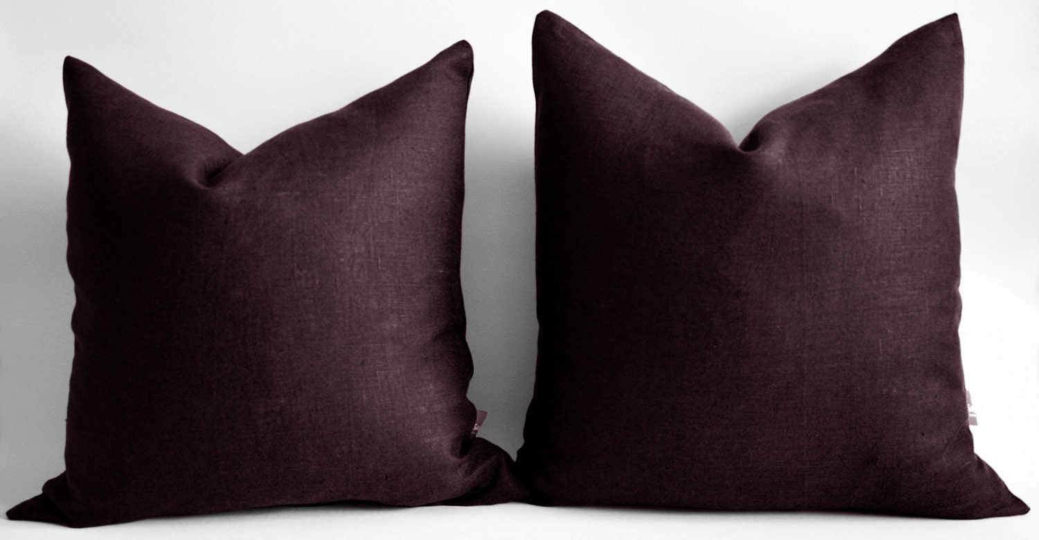Sukan / 1 Linen Pillow Covers Dark Red, Decorative Throw Pillows, Accent Pillows, Chevron Pillow Covers 22x22 Cushion Cover