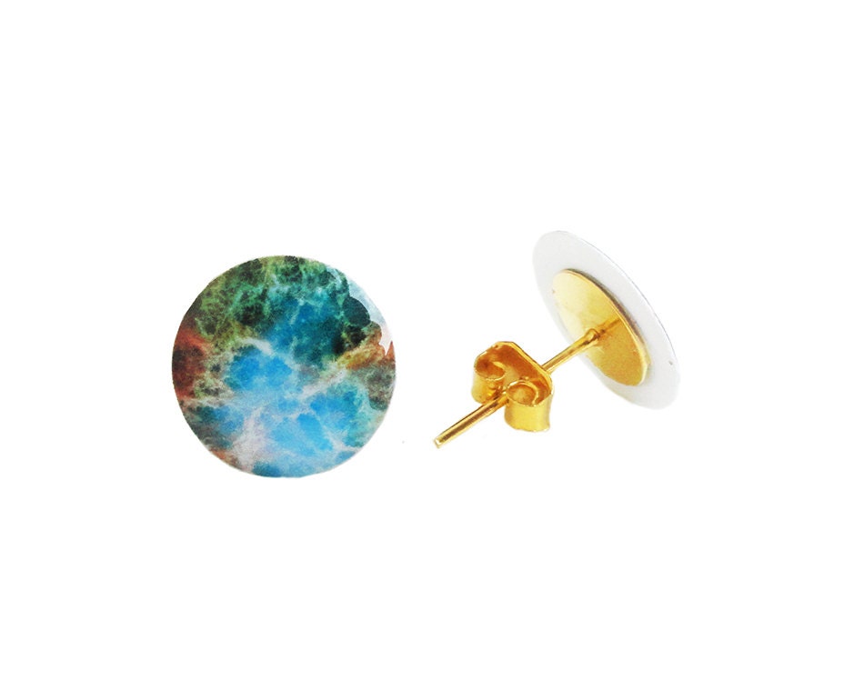 Happy Father's Day Sale - Handmade Resin Colorful Cosmic Galaxy, Nebula, Space Gold Plated Stud Earrings (Get 12% OFF)