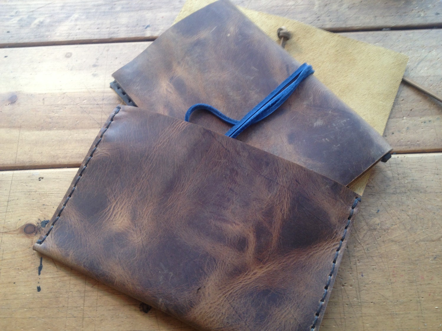 Custom made Ipad mini portfolio set - handstitched cover and case