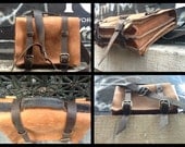 Handmade leather bag - Leather briefcase multi-sectional - triple gusset