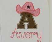 Girls, Cowgirl, Appliqued Number or Letter, Long or Short Sleeve, Birthday Shirt or Onesie, YOU DESIGN