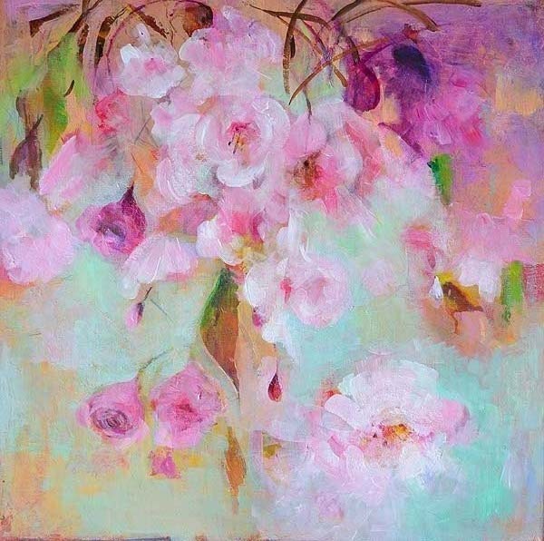 JAPANESE CHERRY  Original Abstract Painting on stretched Canvas 12 x 12