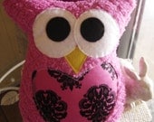 Pink Damask Owl Large Soft Hot Pink Damask Owl Buddy