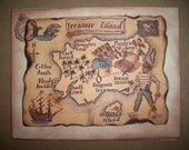 Pirate Party Invitations - Little Boy Party Invitations - Treasure Map - Treasure Island - Envelope and Sticker Seal - Set of Five