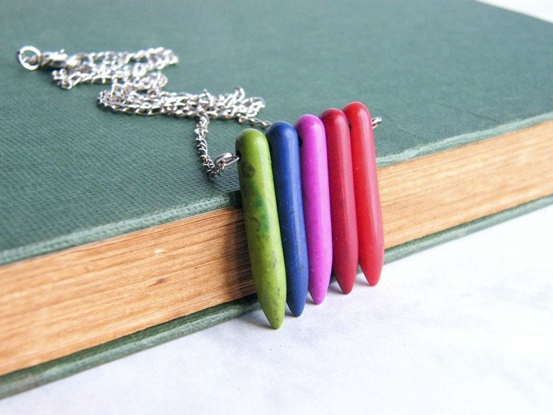 CLEARANCE - all must go, Spike Jewelry Tribal Necklace Rainbow Sticks Howlite Necklace Bohemian Style Modern Jewelry Spring Fashion