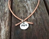 Runners necklace copper round artsy shape with "run" charm