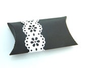 Gift Wrap Pillow Box - Package of 3 - Black, White, Dark, Lace, Wedding Favor, Party Favor, Cute, Favor