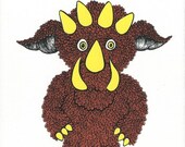SUMMER FUN SALE Monster Screenprint - Red 5x7