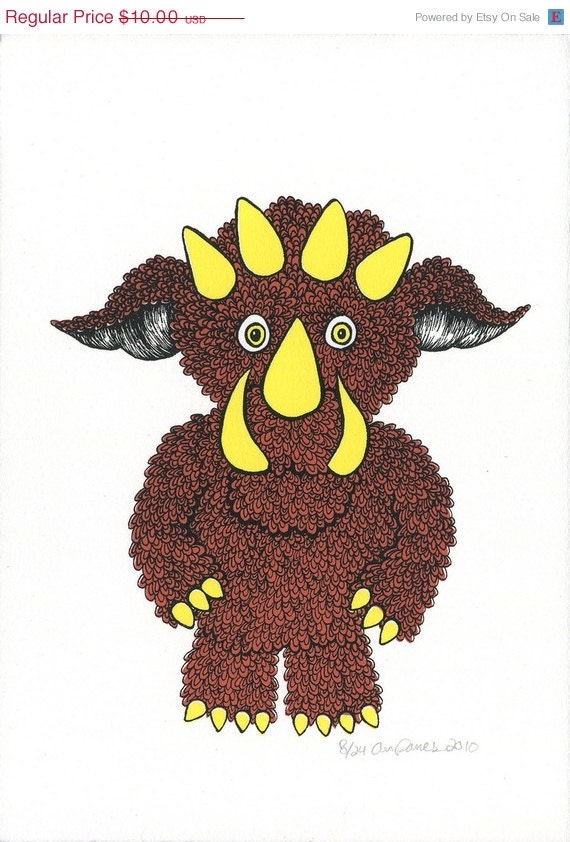SUMMER FUN SALE Monster Screenprint - Red 5x7