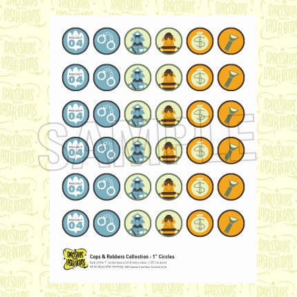 Police Birthday Circle Decals (1 Inch) from the DIY Printable Police Collection by Spaceships and Laser Beams