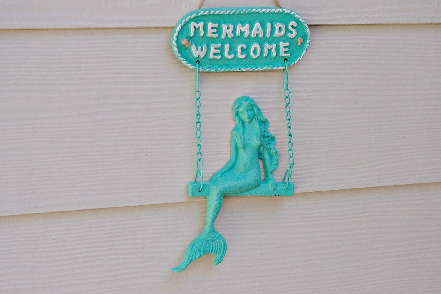 Beach Decor Cast Iron Mermaids Welcome Sign and Wall Decor - PICK YOUR COLOR