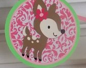 Forest Woodlands Happy Birthday 1st Birthday Banner ... Pink Lime Green Fuschia ... deer skunk ... MADE TO ORDER ... adjustable Il_170x135
