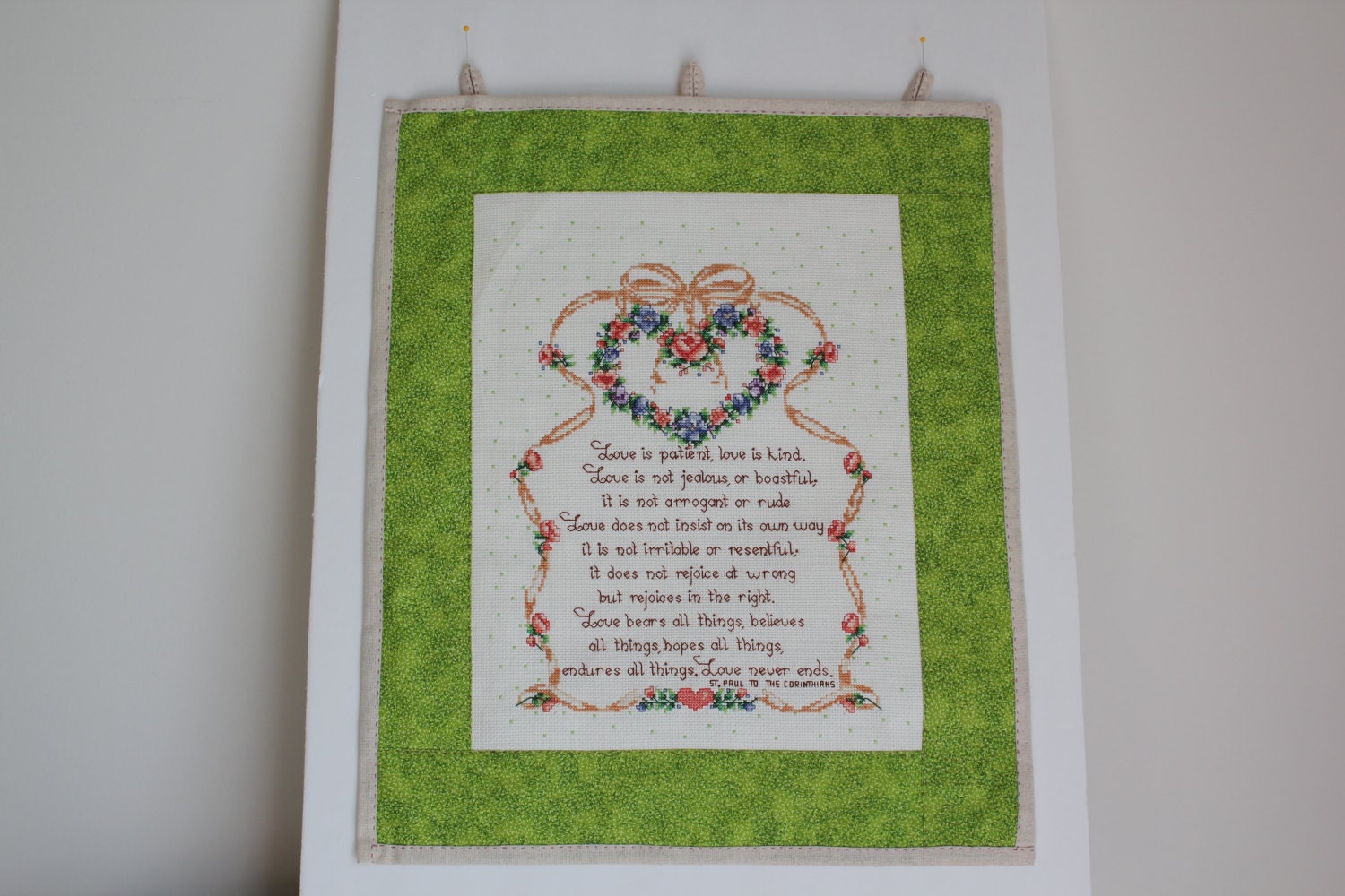 Handmade Wall Hanging Cross Stitch - LOVE...