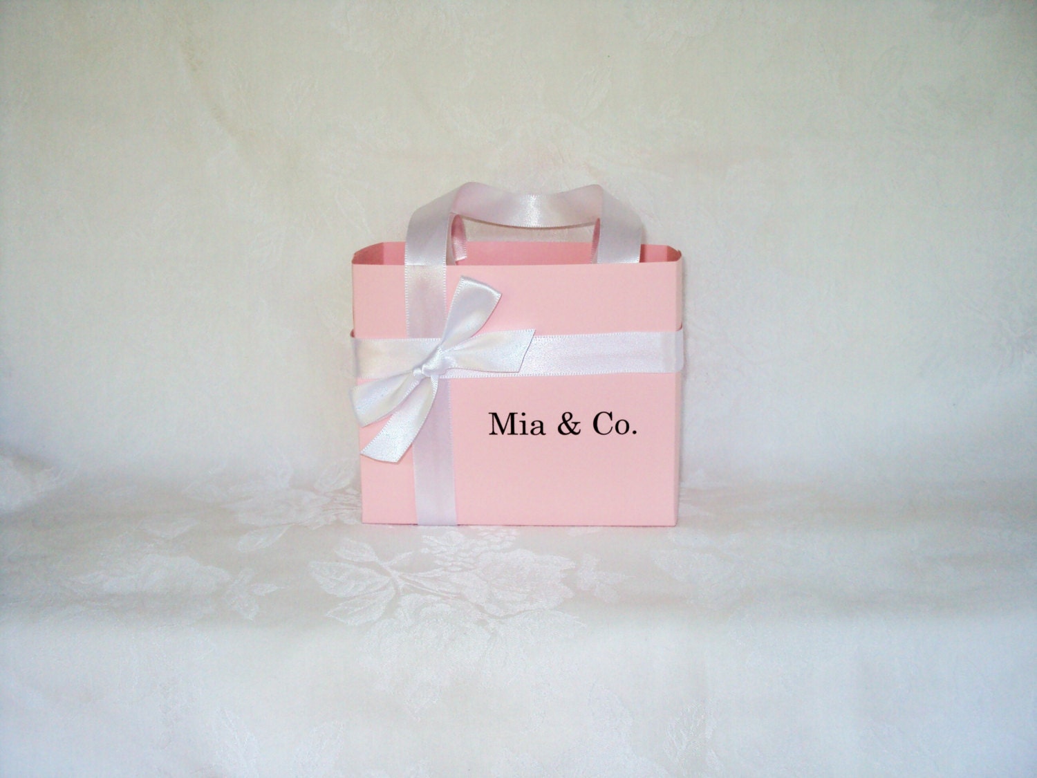 Set of 5 LARGE Pink Personalized Gift Bags Gift Boxes- other colors available