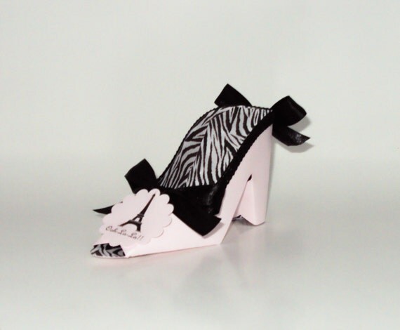 Paper Shoe Light Pink Eiffel Tower Ooh-la-la High Heel Paper Shoe Gift Box Favor Box