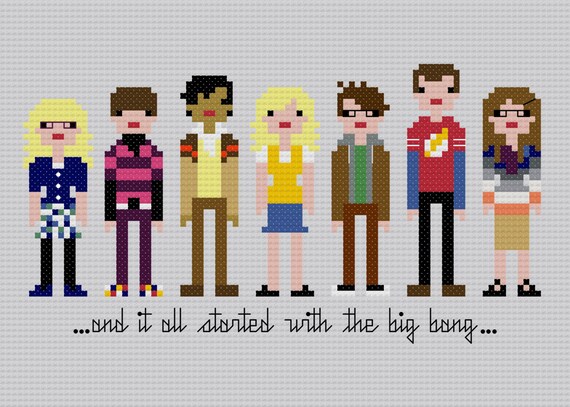 Pixel People - The Big Bang Theory - PDF Cross Stitch Pattern - INSTANT DOWNLOAD