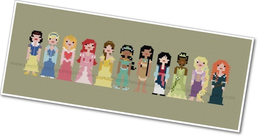 Pixel People - Storybook Princesses - PDF Cross-stitch Pattern - INSTANT DOWNLOAD