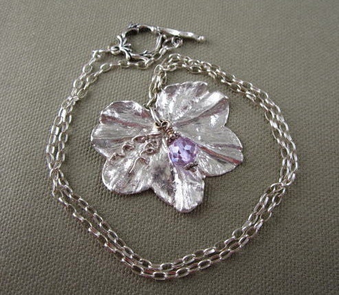 Fine Silver Precious Metal Clay Pendant Necklace
