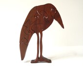 Stand Up Wooden Crow Raven Puzzle Animal Puzzles Walnut Hand Cut Scroll Saw