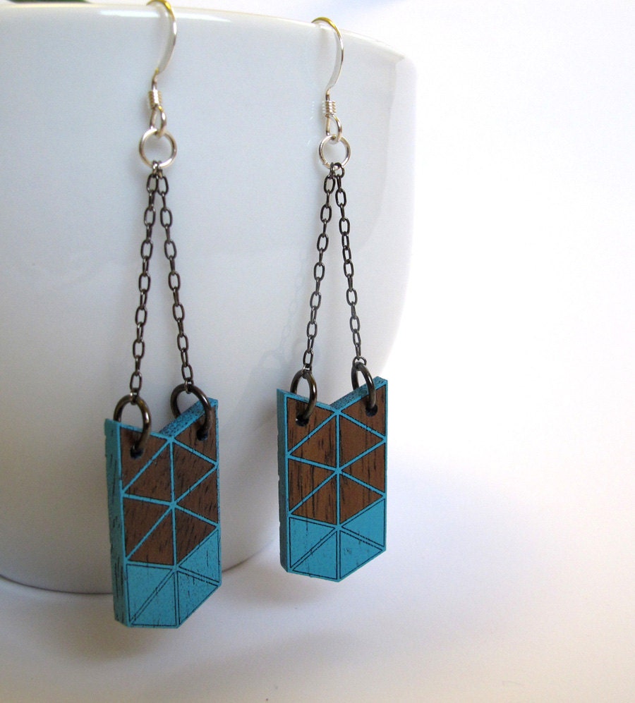 Arrow Earrings, Wood, Laser Etched