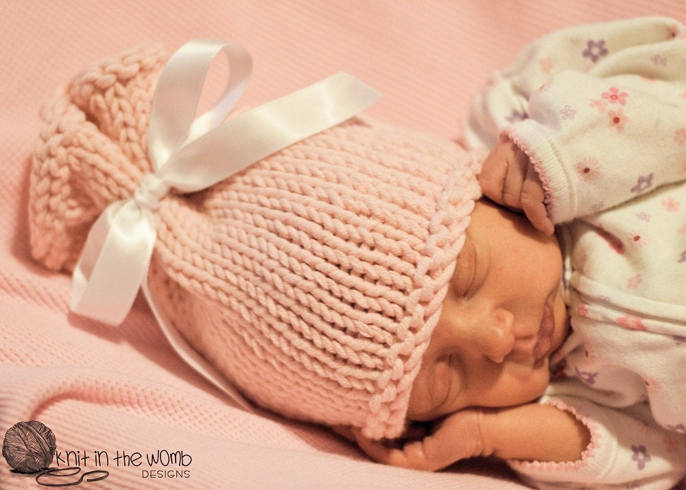 Fan Top Hat Pattern- PDF PATTERN - newborn baby chunky knit girl photo prop