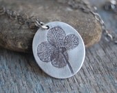 Luck O' The Irish - Real Pressed Shamrock Necklace in Silver - Four Leaf Clover Necklace