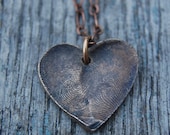 Custom Bronze Double Fingerprint Heart - Personalized with Your Prints