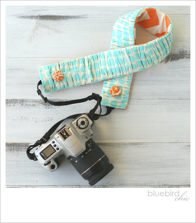 ruched camera strap cover - salt & sand