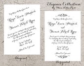 Calligraphy Wedding Invitations - Elegance Collection - Diagonal or Traditional