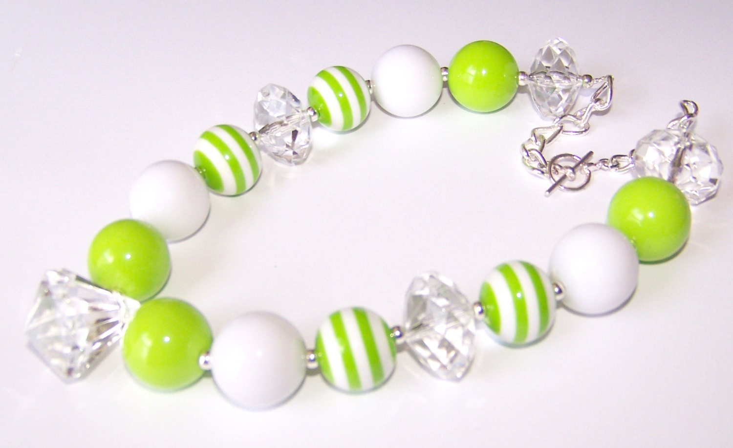 Green, White, and Crystal Necklace