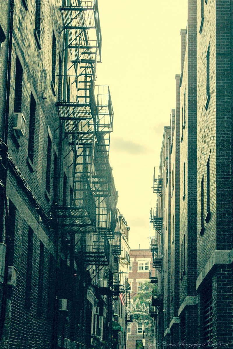 BOSTON NORTH END Brownstone Fire Escapes Fine Art Photography, Cityscape Art, Massachusetts Print, Boston's Famous North End, City Art