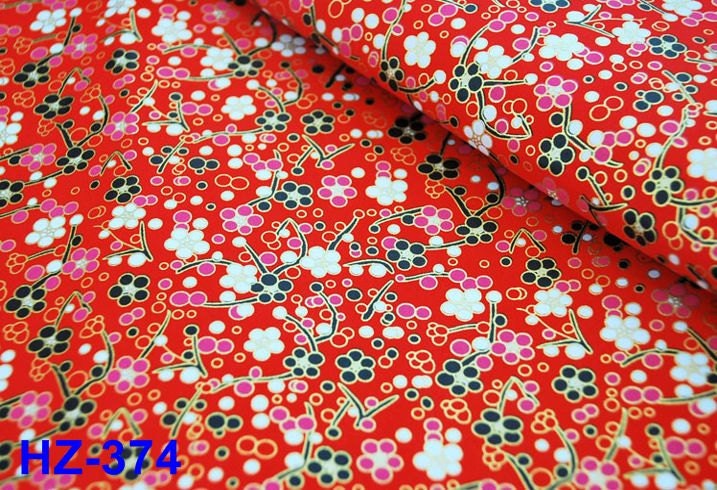 40% discount 23x17 inch (58x42cm) yuzen chiyogami paper sheet HZ-374 white pink blue flora in red background theme origami sheet