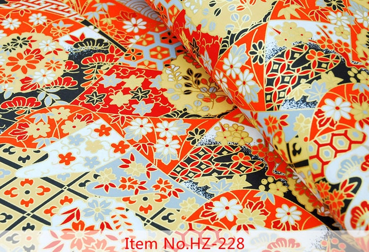 40% discount 23x17 inch (58x42cm) yuzen chiyogami paper sheet HZ-228 yellow red blue theme origami sheet