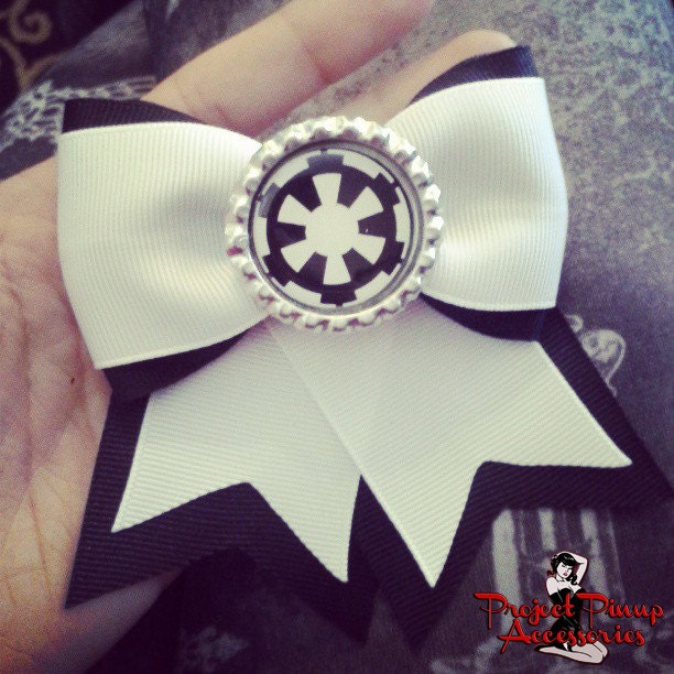 Star Wars Imperial Bow Black & White Traditional Hair Bow Clip