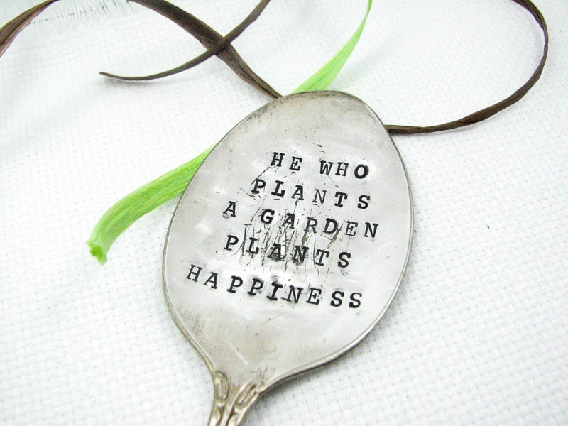 Garden Marker and Decoration - Upcycled Silverware, Repurposed Vintage Spoon, Custom Plant Stake