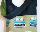 Typewriters and Wool Crossbody Mail Sack Bag