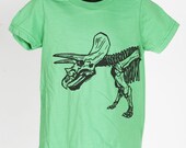 Triceratops dinosaur on green american apparel T shirt 2t, 4t, 6t, 8y, 10y, 12y