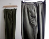 Vintage 1940s Womens Green Wool Serge Trousers Military Army