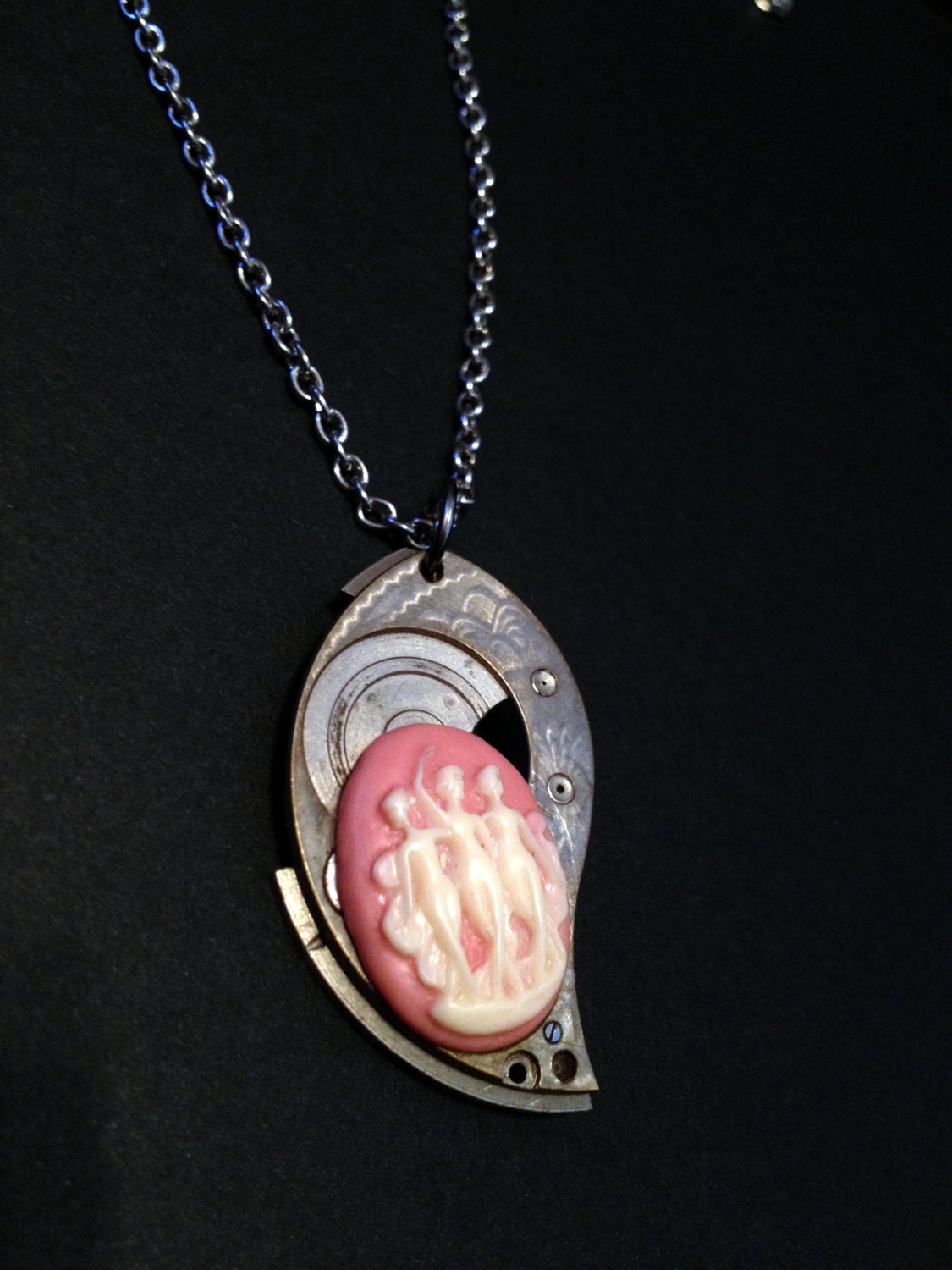 Three Ladies Cameo Steampunk Necklace