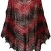 Red & black  soft delicate kid mohair lacy triangle shawl scarf Red Night
